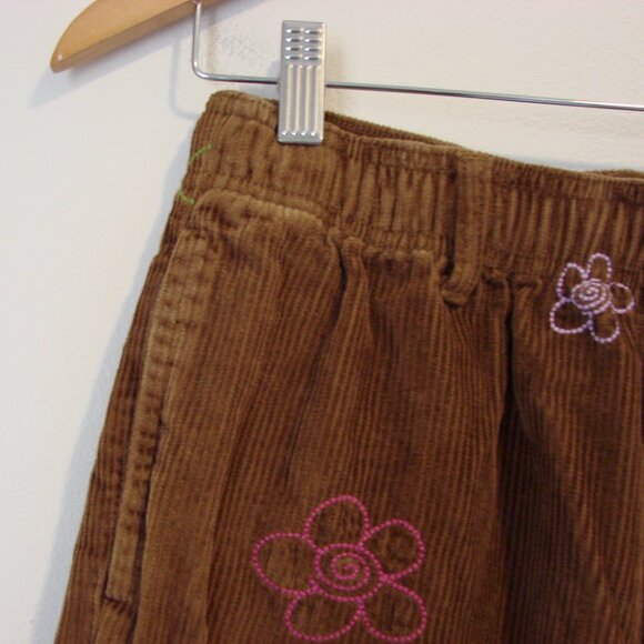Urban Outfitters Brown Corduroy Beach Pant Floral Embroidered Ankle Crop Small - Picture 8 of 15